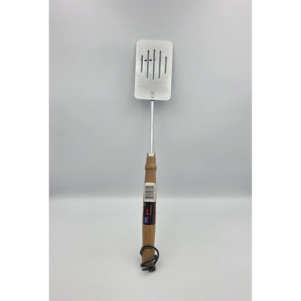 Vtg Ekco Slotted Spatula 17.5" Chrome & Wood‎ Handle Oak Turner 58070 Farmhouse